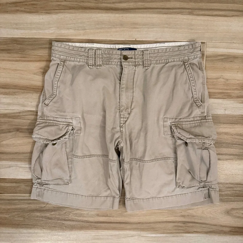 Polo Ralph Lauren Gellar Cargo Shorts Men's 38 Khaki Tan Cotton Twill Vtg